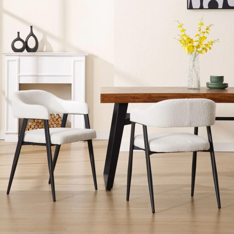 Lunara Dining Chair-Sherpa White
