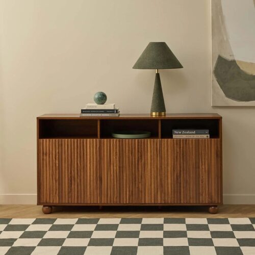 Millie Ball Feet Storage Console Table - Walnut