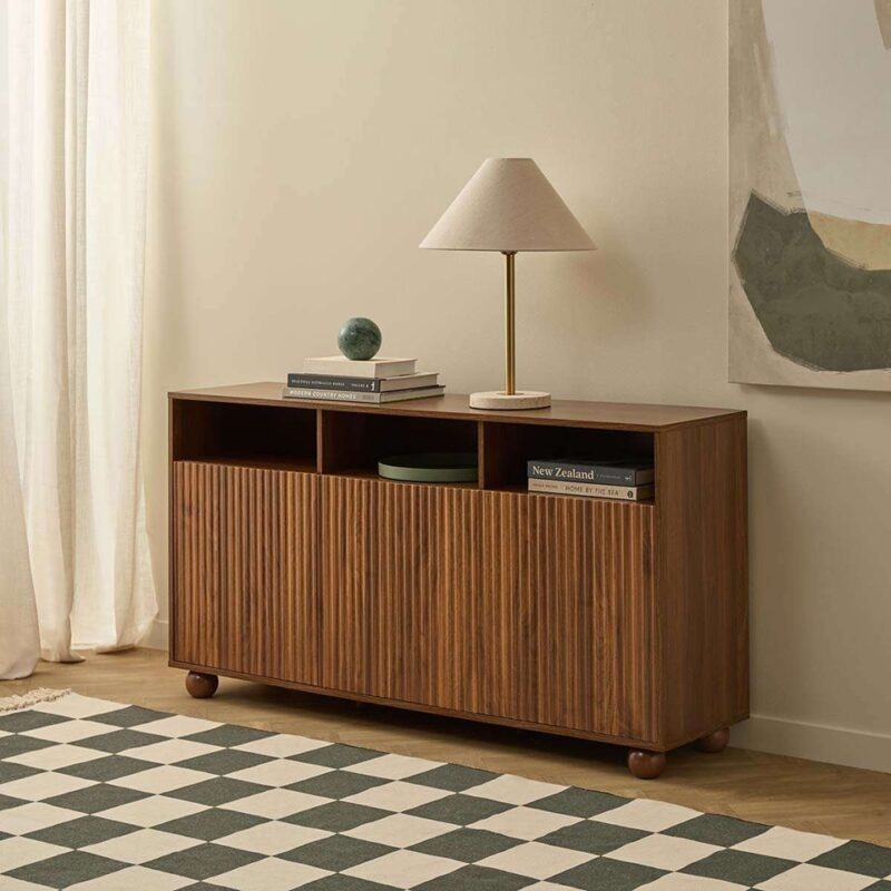 Millie Ball Feet Storage Console Table - Walnut