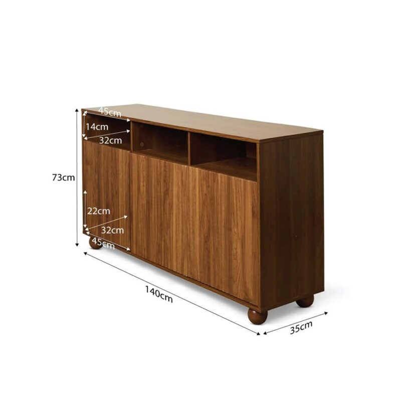 Millie Ball Feet Storage Console Table - Walnut