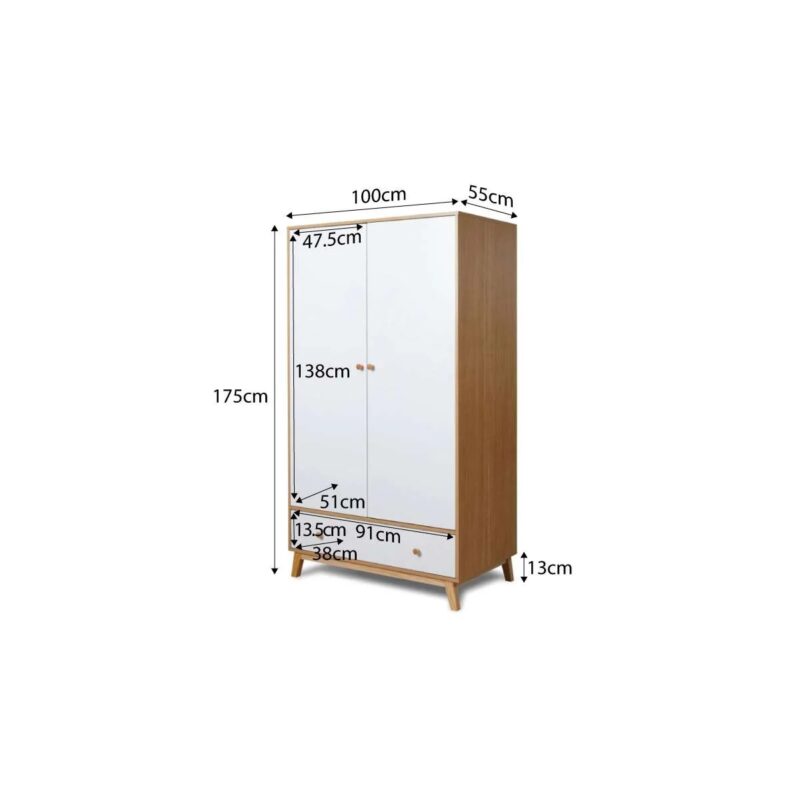 Naomi Wardrobe - White/Natural