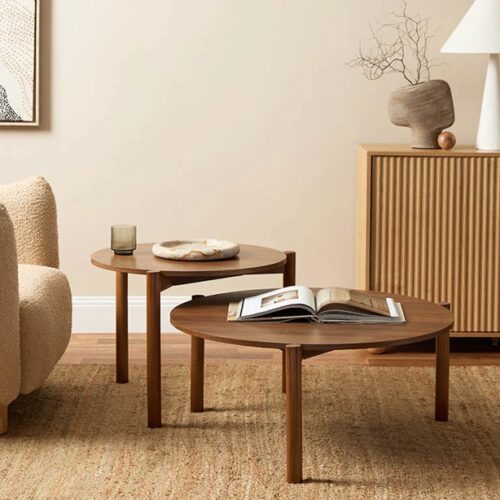 Norix Round Nesting Coffee Tables - Walnut