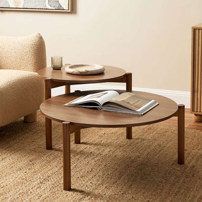 Norix Round Nesting Coffee Tables - Walnut