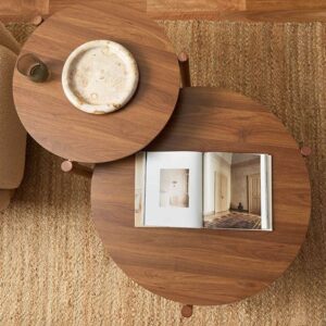 Norix Round Nesting Coffee Tables - Walnut