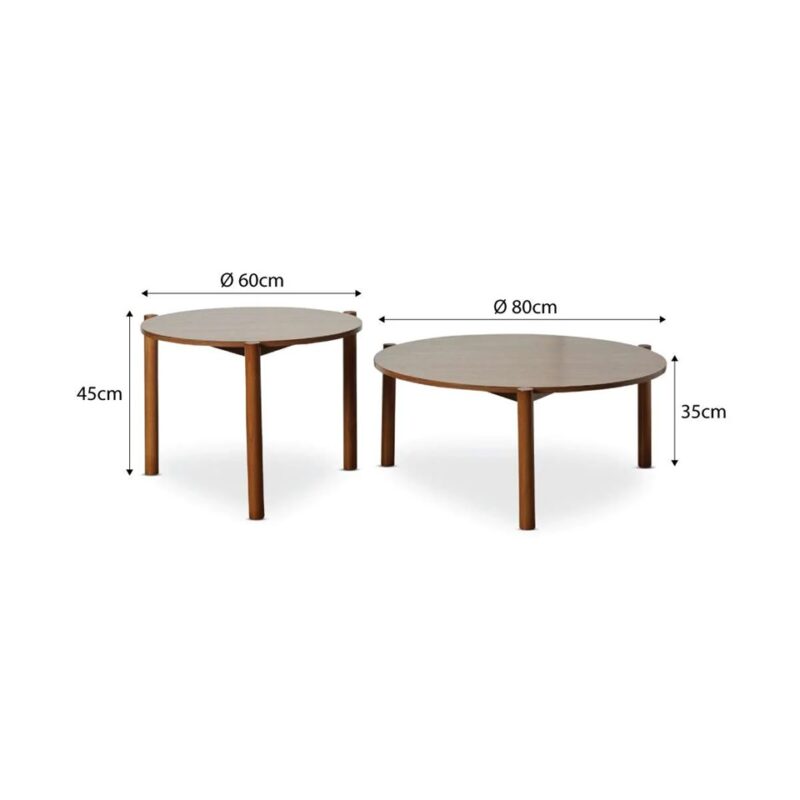 Norix Round Nesting Coffee Tables - Walnut