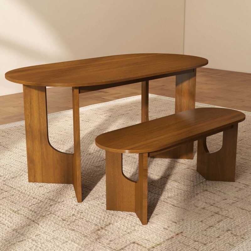 Novella Wood Walnut Oval Dining Table- 6 Seater
