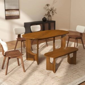 Novella Wood Walnut Oval Dining Table- 6 Seater