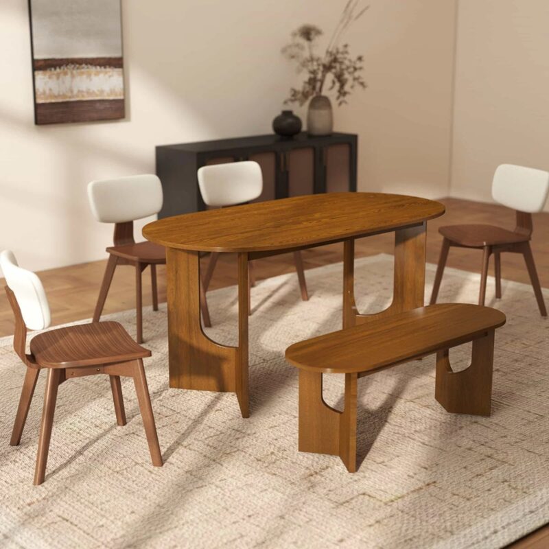 Novella Wood Walnut Oval Dining Table- 6 Seater