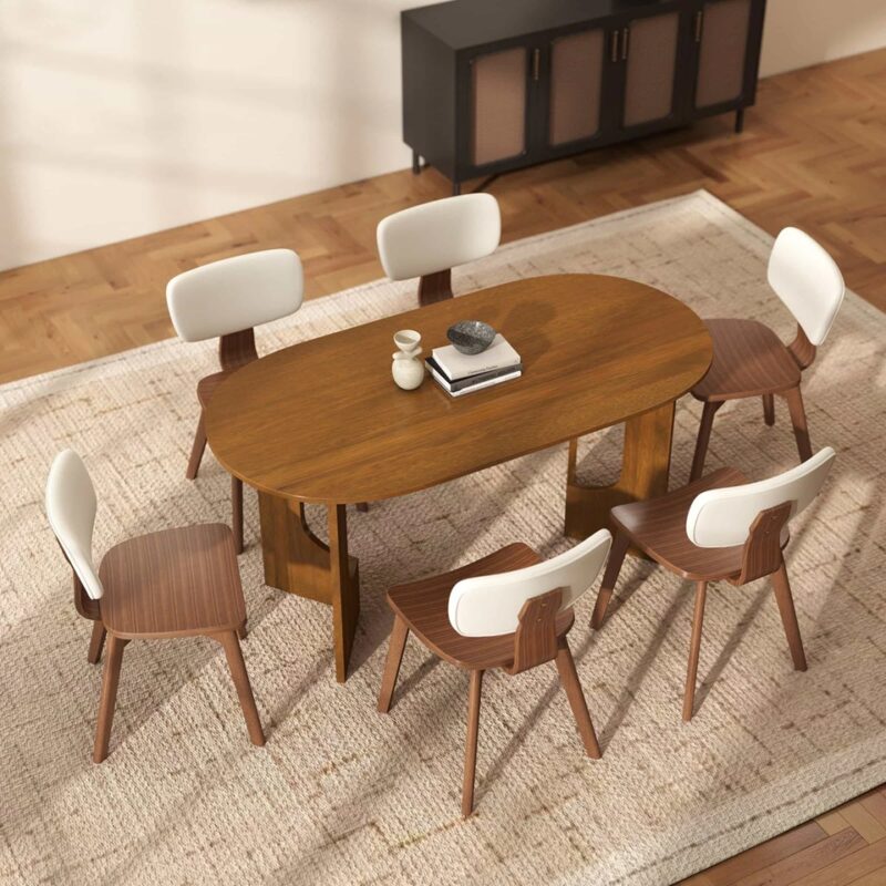 Novella Wood Walnut Oval Dining Table- 6 Seater