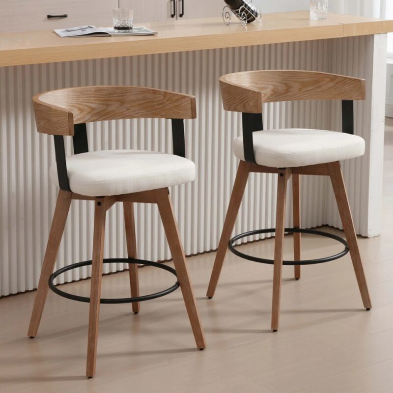 Roselle Swivel Wooden Counter Stools