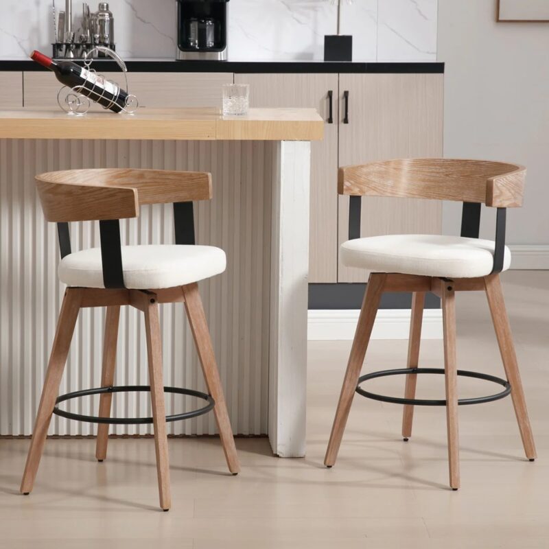 Roselle Swivel Wooden Counter Stools