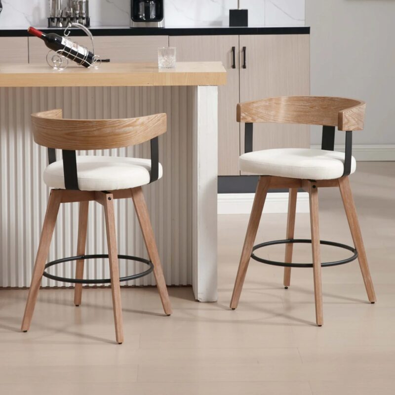 Roselle Swivel Wooden Counter Stools