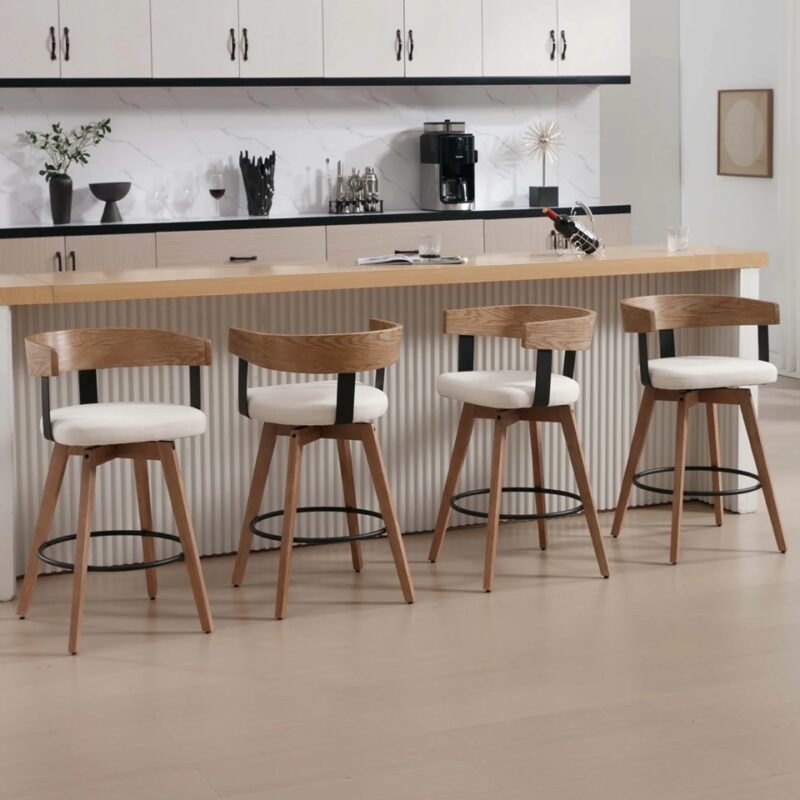 Roselle Swivel Wooden Counter Stools