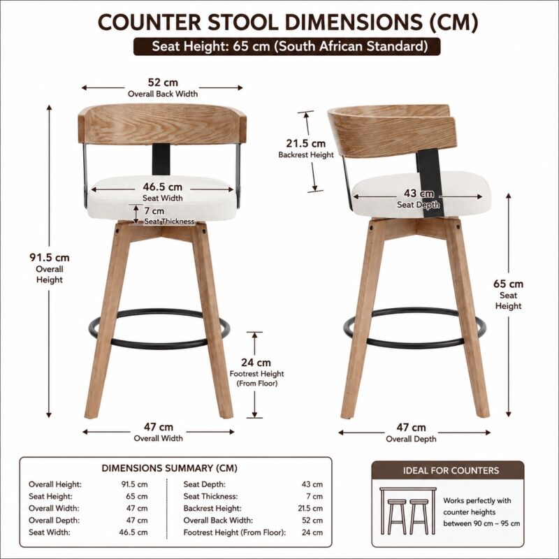Roselle Swivel Wooden Counter Stools