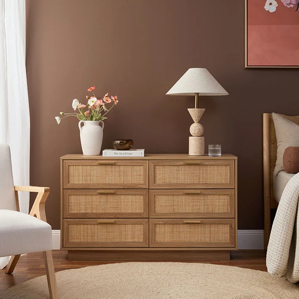 Soren Rattan Chest Of Drawer - Walnut