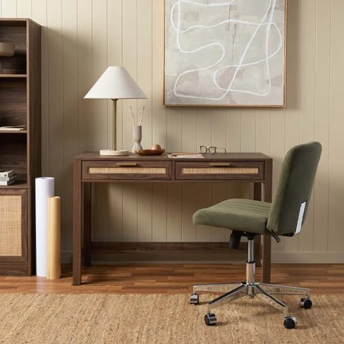 Soren Rattan Desk - Walnut