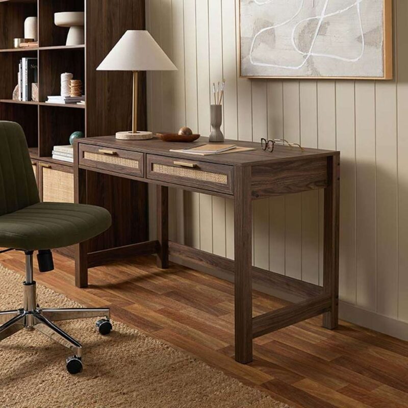 Soren Rattan Desk - Walnut