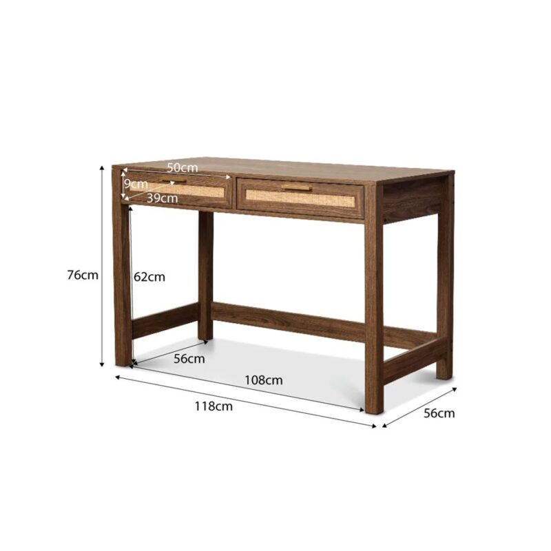 Soren Rattan Desk - Walnut