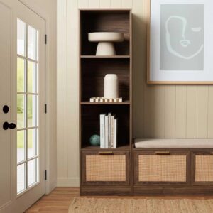 Soren Rattan Slim Bookcase - Walnut-Slim