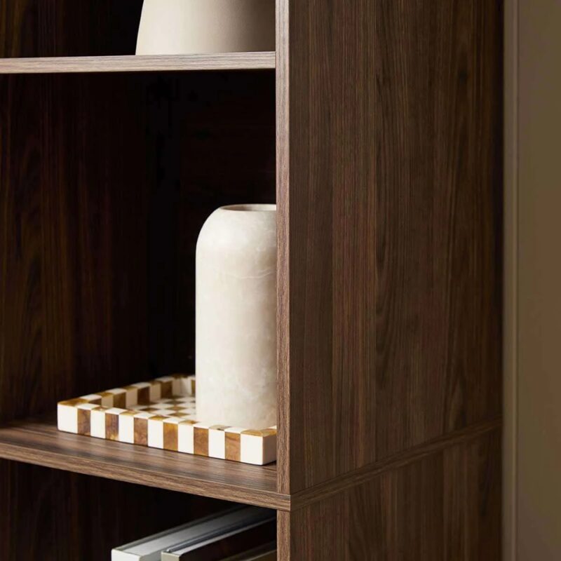 Soren Rattan Slim Bookcase - Walnut-Slim