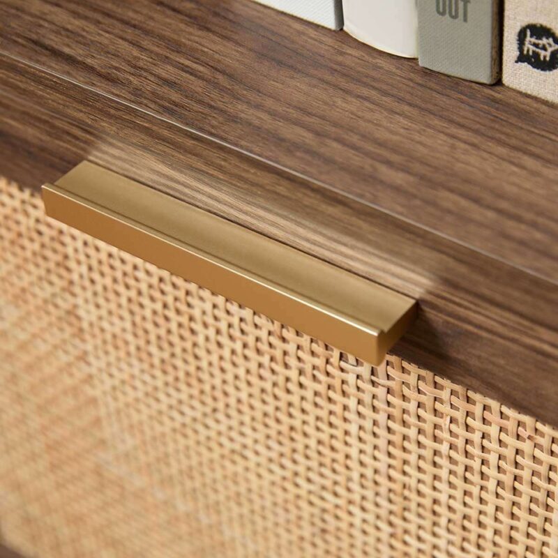 Soren Rattan Slim Bookcase - Walnut-Slim