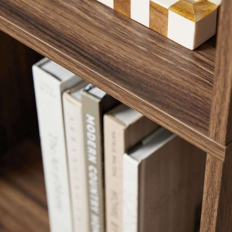 Soren Rattan Slim Bookcase - Walnut-Slim