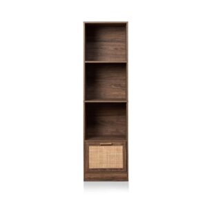 Soren Rattan Slim Bookcase - Walnut-Slim