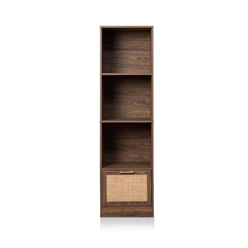 Soren Rattan Slim Bookcase - Walnut-Slim