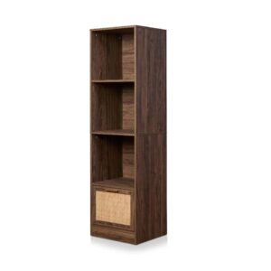 Soren Rattan Slim Bookcase - Walnut-Slim
