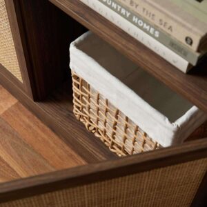 Soren Rattan Slim Bookcase - Walnut-Large