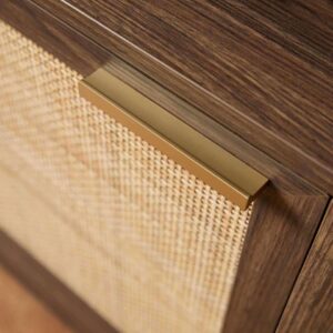 Soren Rattan Slim Bookcase - Walnut-Large