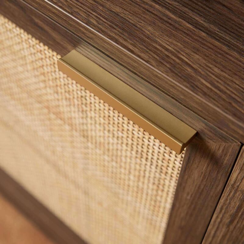Soren Rattan Slim Bookcase - Walnut-Large