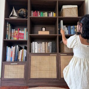 Soren Rattan Slim Bookcase - Walnut-Slim