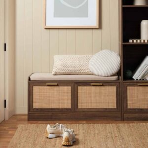 Soren Rattan Storage Bench Seat - Walnut