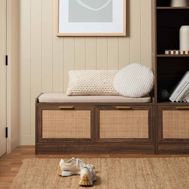 Soren Rattan Storage Bench Seat - Walnut