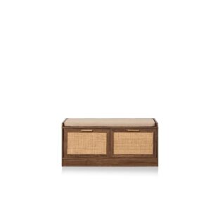 Soren Rattan Storage Bench Seat - Walnut
