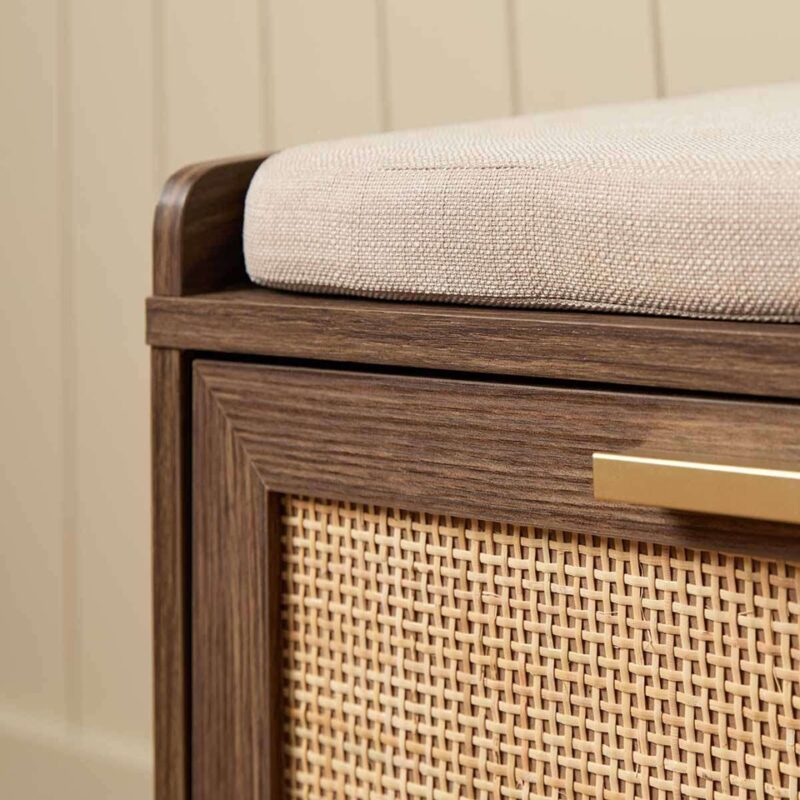 Soren Rattan Storage Bench Seat - Walnut