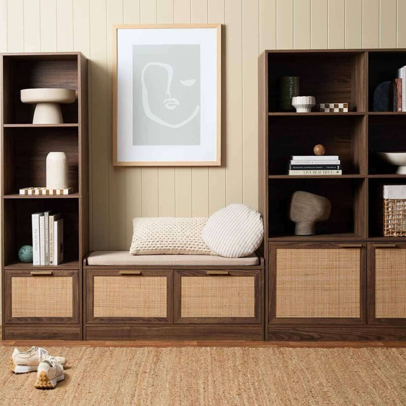 Soren Rattan Storage Bench Seat - Walnut