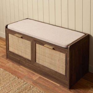Soren Rattan Storage Bench Seat - Walnut