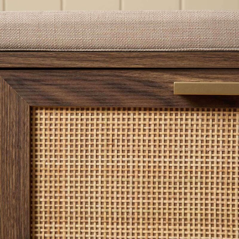 Soren Rattan Storage Bench Seat - Walnut