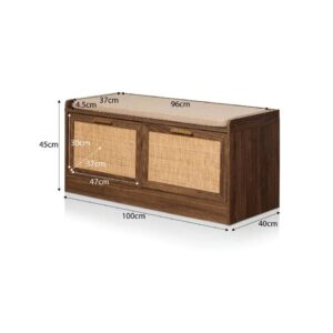 Soren Rattan Storage Bench Seat - Walnut