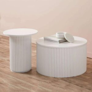 Sylo Drum Coffee Table - White