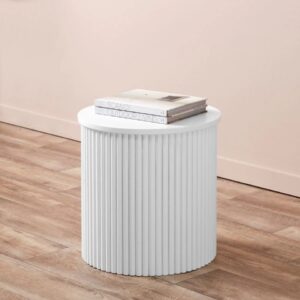 Sylo Drum Side Table - White