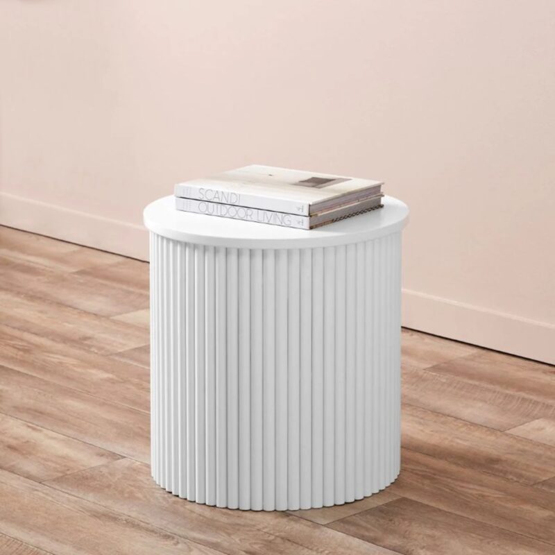 Sylo Drum Side Table - White