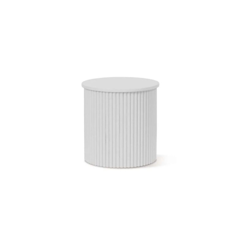 Sylo Drum Side Table - White