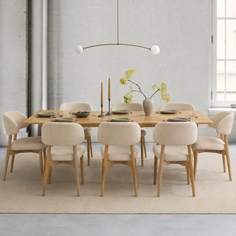 Lucille Extendable 6 Seater Dining Table Set-Sand