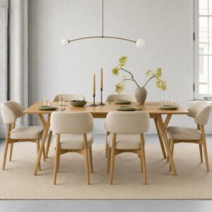 Lucille Extendable 6 Seater Dining Table Set-Sand