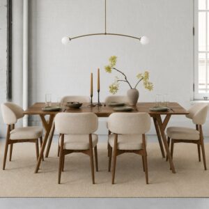 Lucille Extendable 6 Seater Dining Table Set-Sand