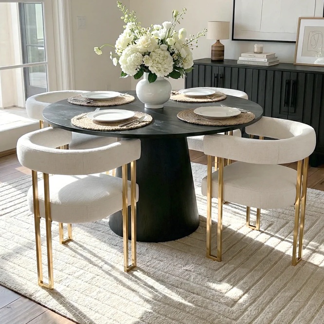 deluca-noir-round-4-seater-dining-set-1 Deluca Noir Round 4 Seater Dining Set