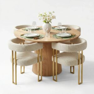Deluca Noir Round 4 Seater Dining Set
